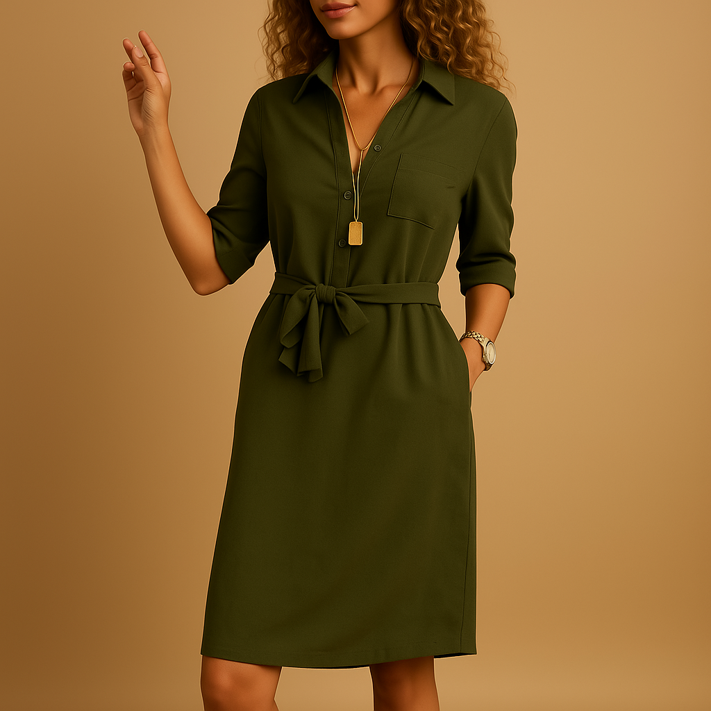Elegant modern dress for women named Clara, featuring a flattering fit and timeless design, perfect for work, leisure, or evening wear.