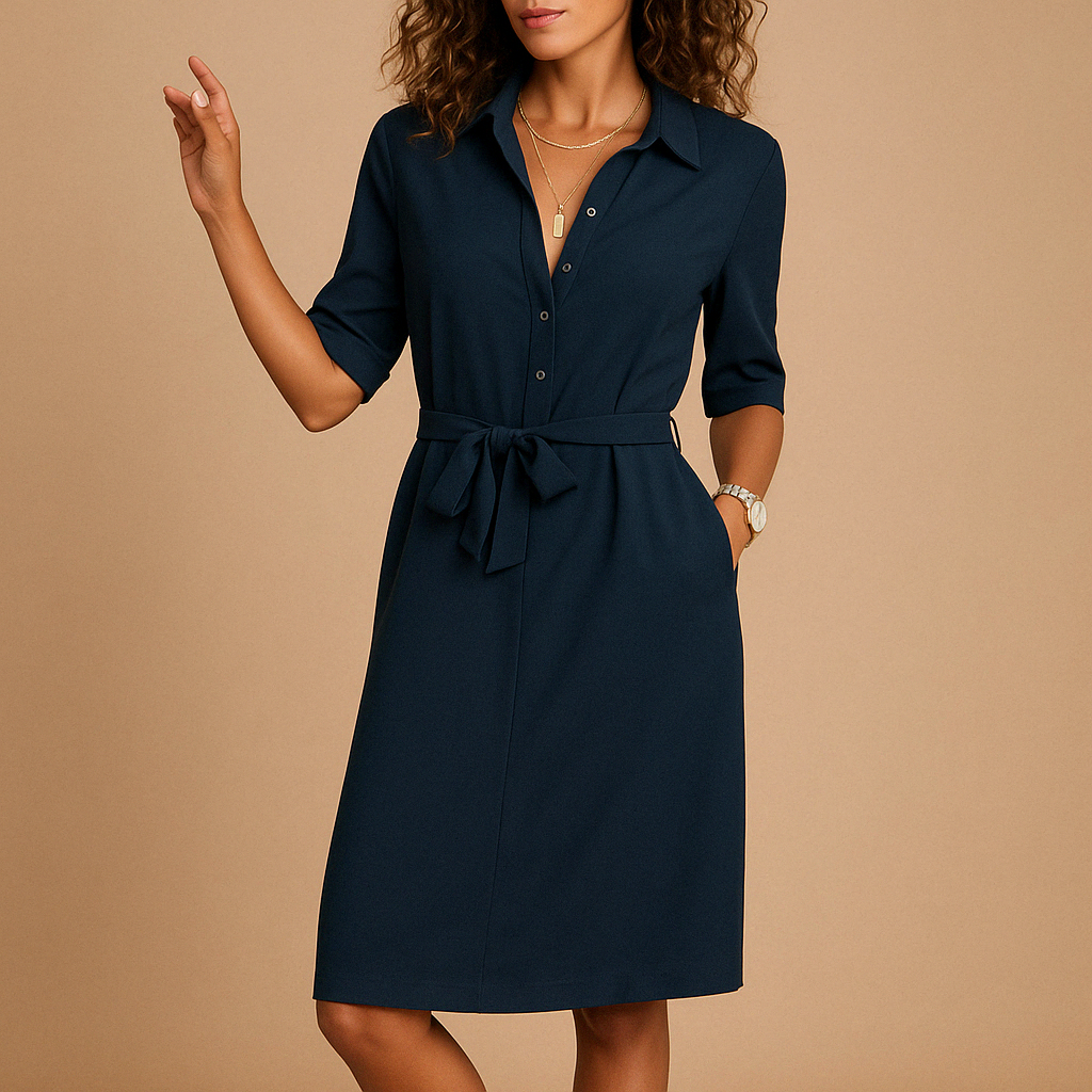 Elegant modern dress for women named Clara, featuring a flattering fit and timeless design, perfect for work, leisure, or evening wear.