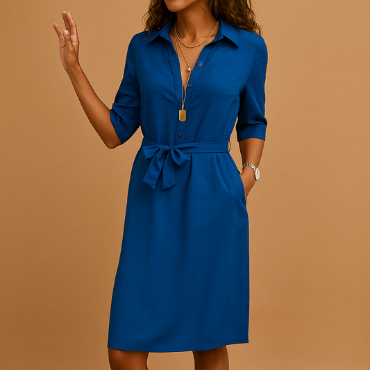Elegant modern dress for women named Clara, featuring a flattering fit and timeless design, perfect for work, leisure, or evening wear.